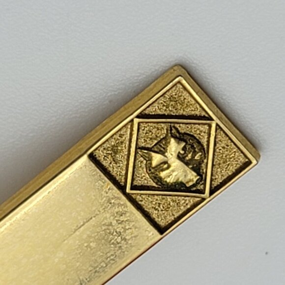 Vintage Gold Tone Wolf Face Boy Scout Tie Bar /  Clip 2" - Picture 2 of 6